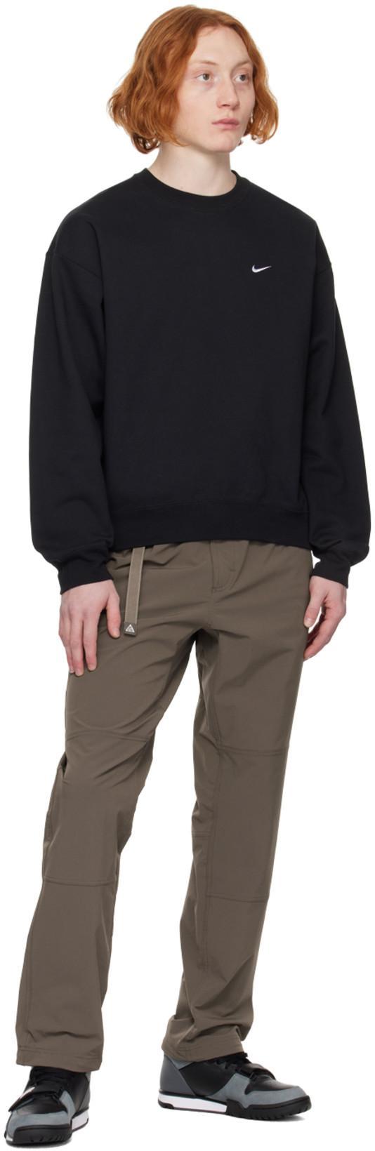 NIKE Solo Swoosh Oversized Logo-embroidered Cotton-blend Jersey Sweatshirt In Black