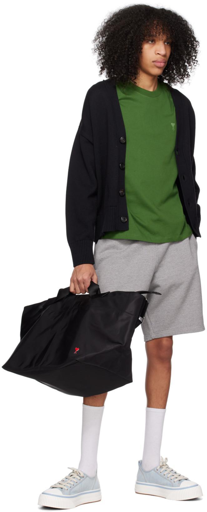 AMI ALEXANDRE MATTIUSSI Ami Paris Logo Embroidered V-neck Cardigan In Animal Print