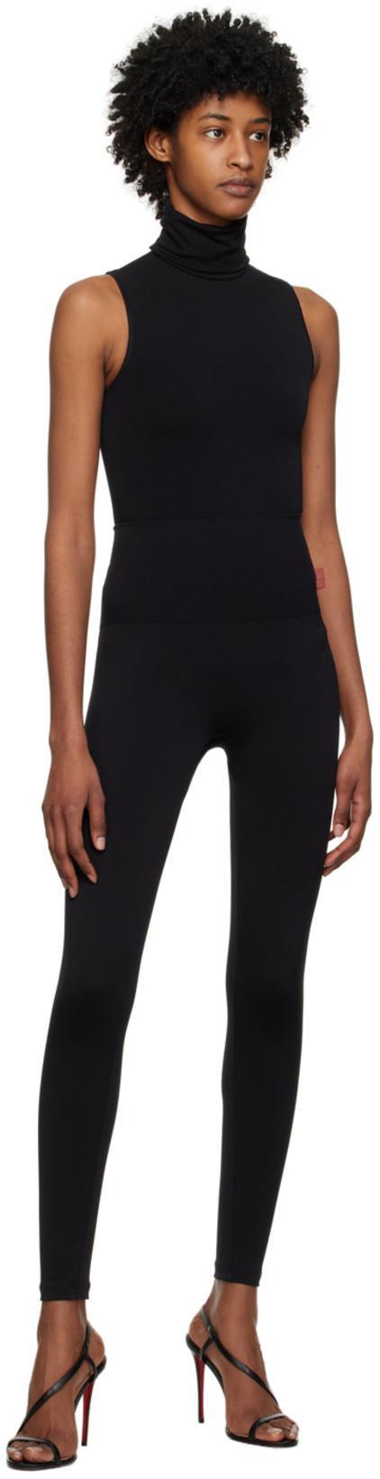 WOLFORD Fitted Turtleneck Bodysuit With Seamless Circular Knit In Black