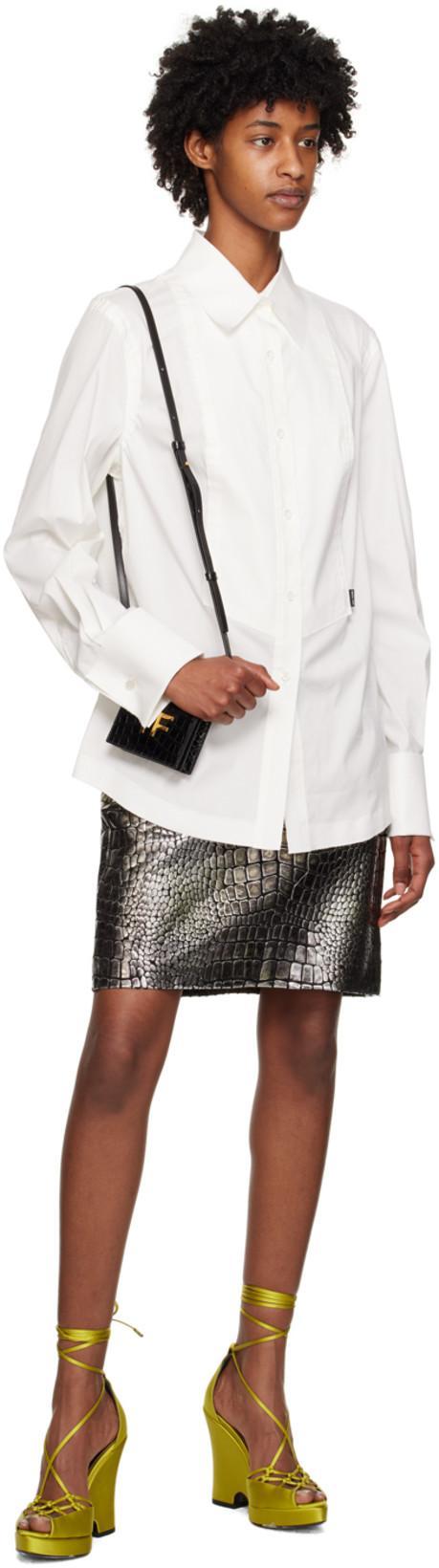 TOM FORD Metallic Dabbed Croc Printed Leather Mini Skirt In Multi