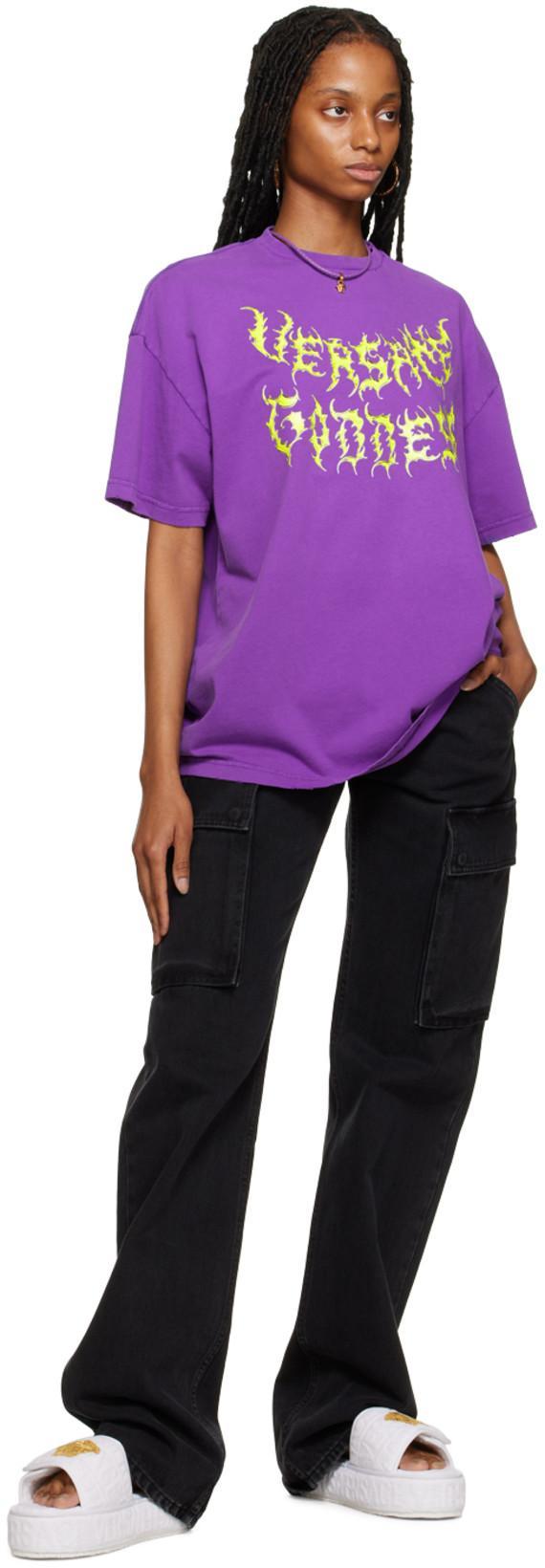 VERSACE Medusa Pendant Leather Necklace In Violett