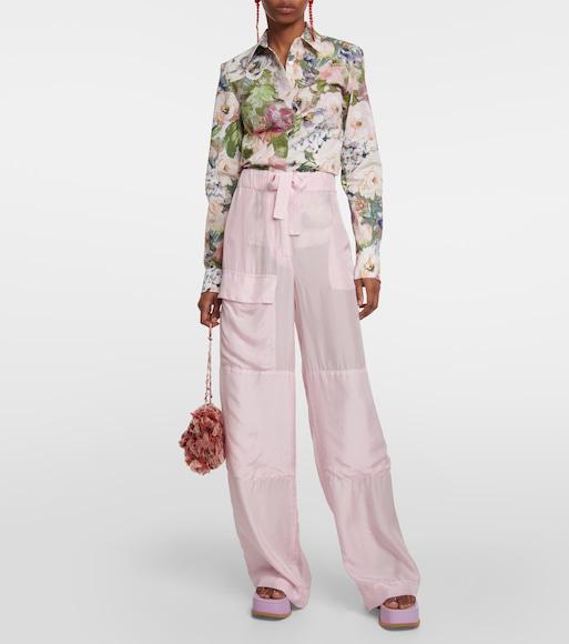 DRIES VAN NOTEN Leather Platform Thong Sandals In 403 Lilac