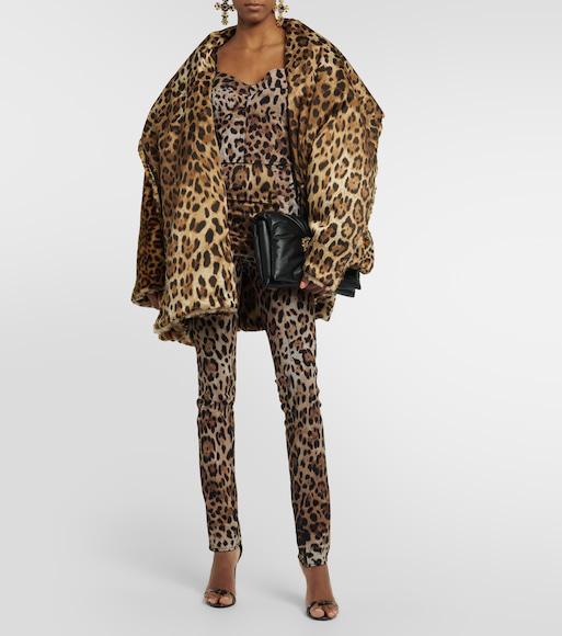 DOLCE & GABBANA Printed Stretch Silk Blend Bodice In Brown