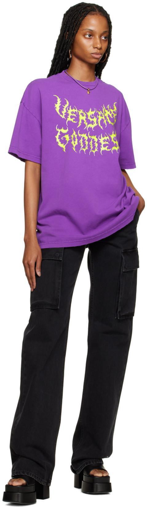 VERSACE Medusa Pendant Leather Necklace In Violett