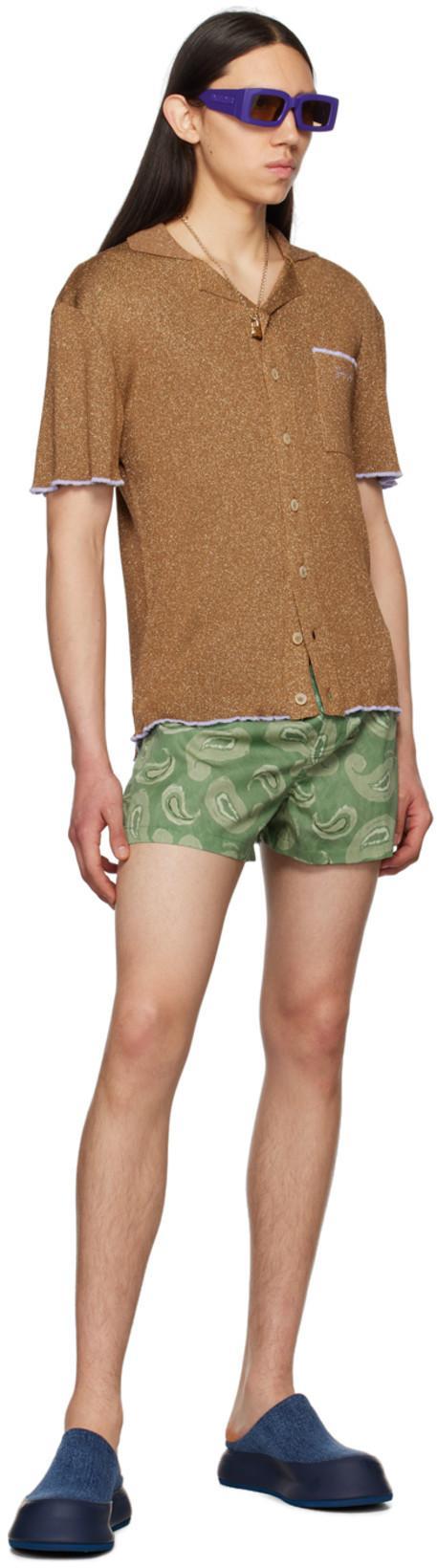 JACQUEMUS Paisley Print Swim Shorts In Green