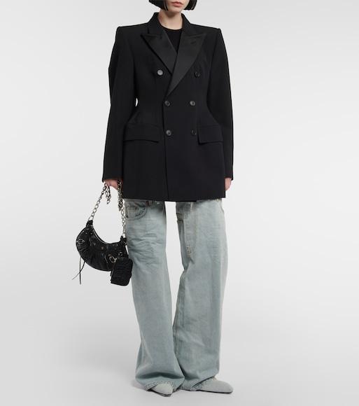 BALENCIAGA Hourglass Double-breasted Wool Blazer In Black