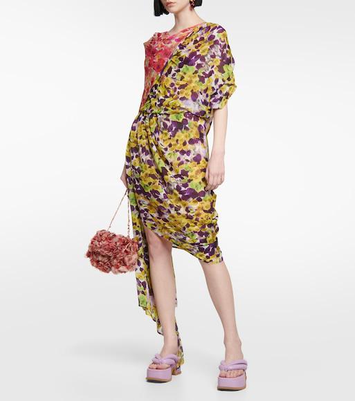 DRIES VAN NOTEN Leather Platform Thong Sandals In 403 Lilac