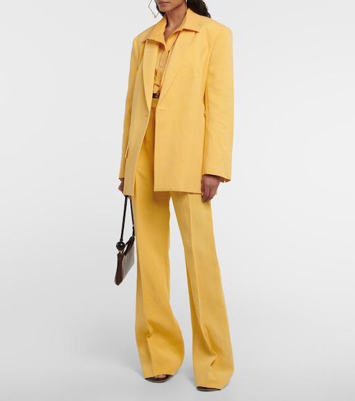 JACQUEMUS Plidao Cropped Embellished Cotton-blend Poplin Shirt In Light Yellow