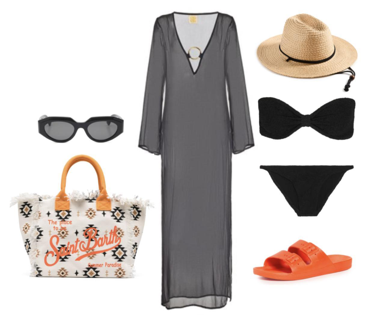 HUNZA G Black Stretch Nylon Jean Bikini In Multi