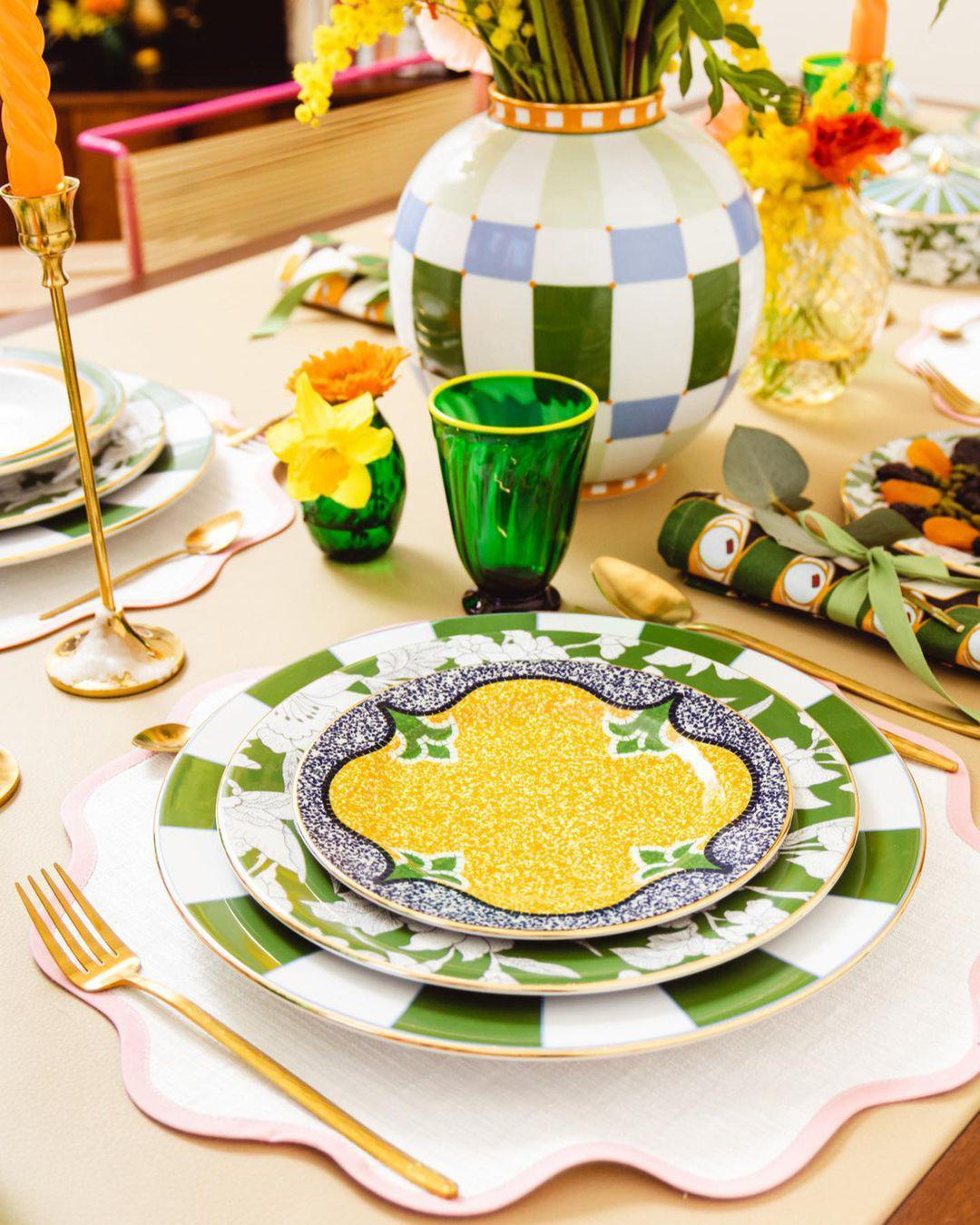 LA DOUBLEJ Rainbow Glasses Set Of 2 In Green