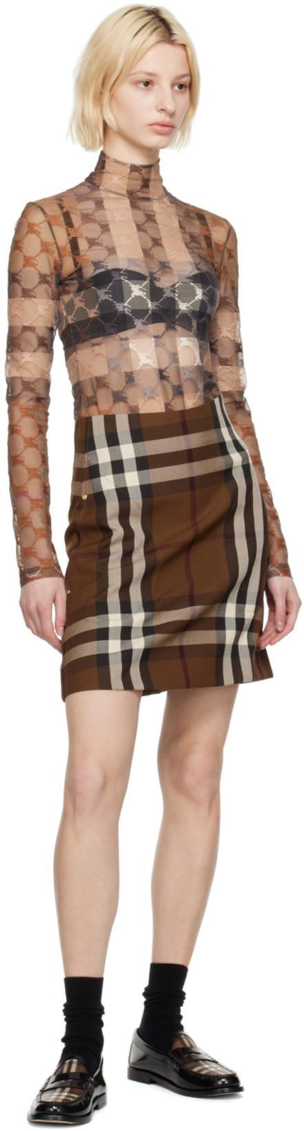 BURBERRY Brown Ekd Check Bodysuit In Dark Birch Brown Chk