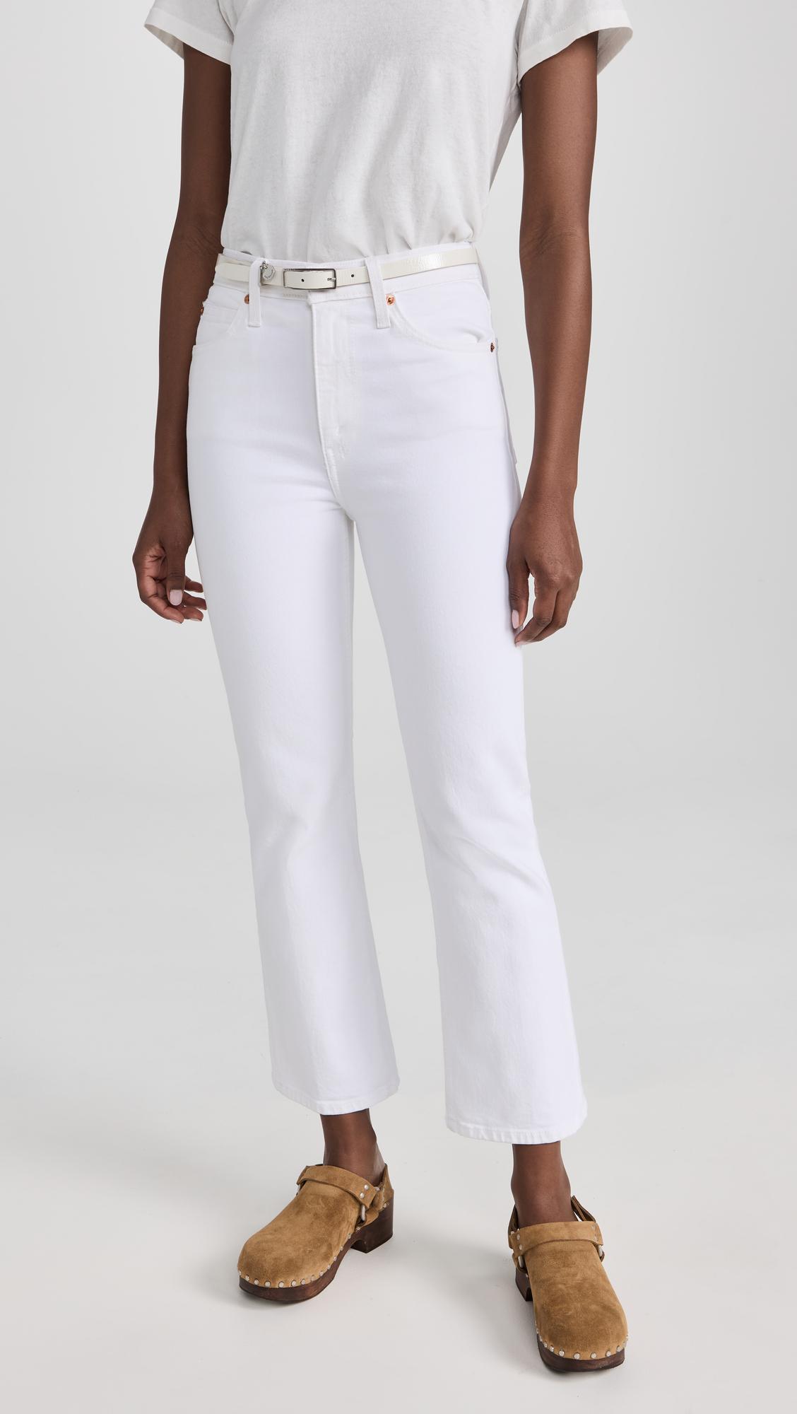 RE/DONE High Rise Stove Pipe Straight Jeans In Vintage White Worn