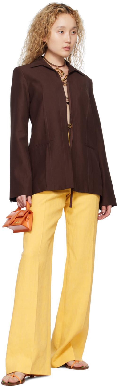 JACQUEMUS Le Pantalon Sauge Twill High Rise Pants In Yellow