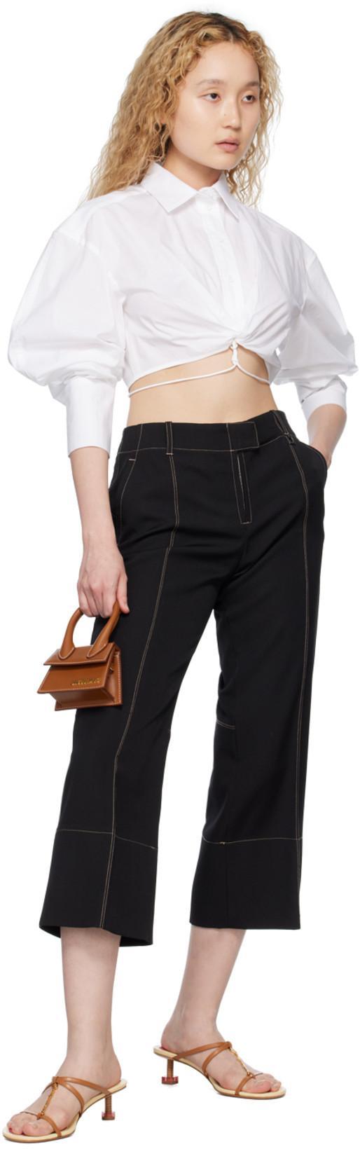 JACQUEMUS La Chemise Galliga Cotton Crop Shirt In White