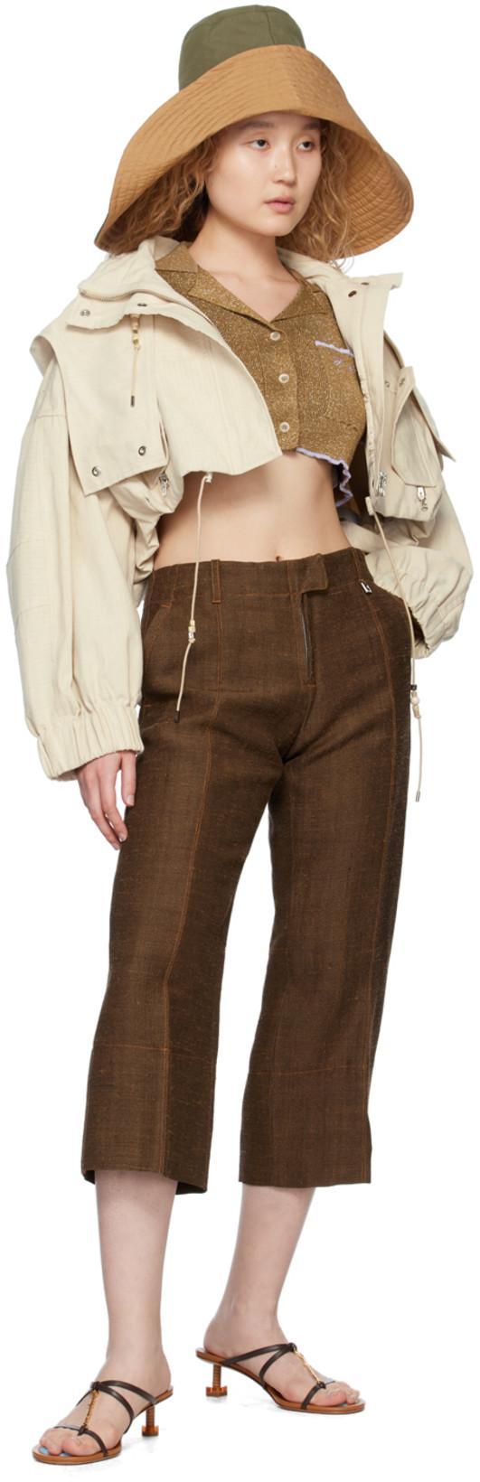JACQUEMUS Le Pantalon Areia Cropped Trousers In Brown