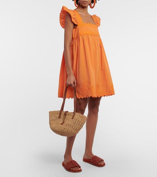 JACQUEMUS Raffia Hoop Earrings In Orange