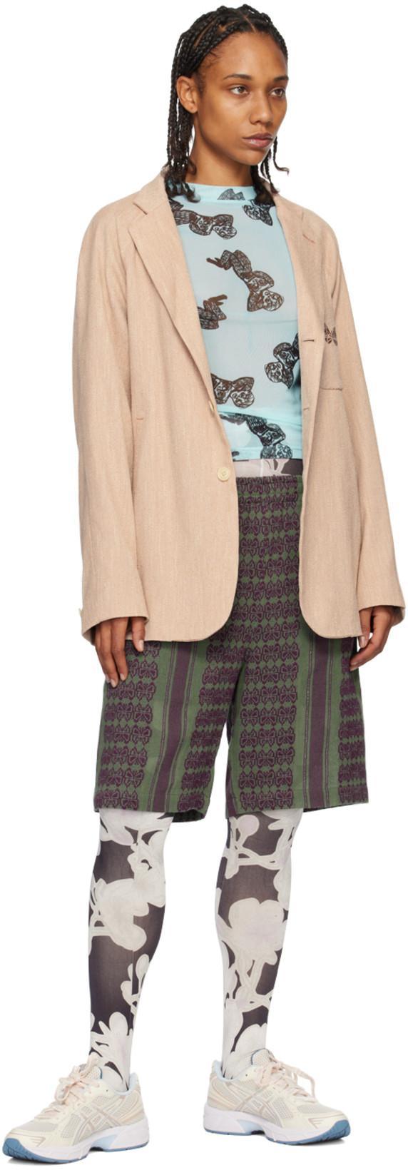 NEEDLES Green & Purple Papillion Stripe Shorts In C-green