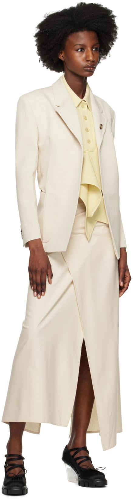 RECTO Beige Waist Up Hourglass Blazer In Ecru