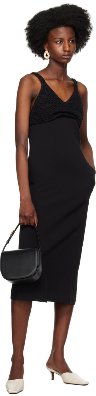 RECTO Combo Chunky-knit Midi Dress In Black