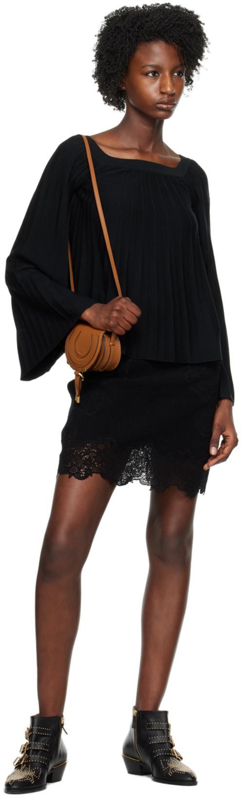 CHLOÉ Black Calf Leather Bos Taurus Lace-up Boots In Animal Print