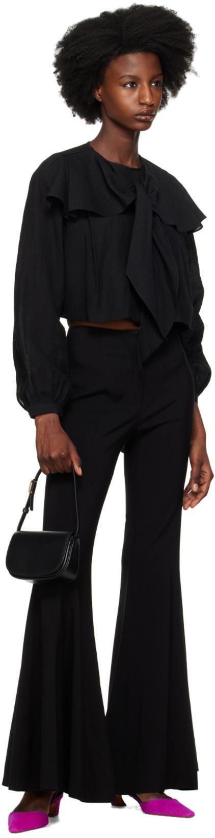 RECTO Black Shoulder Scarf Blouse