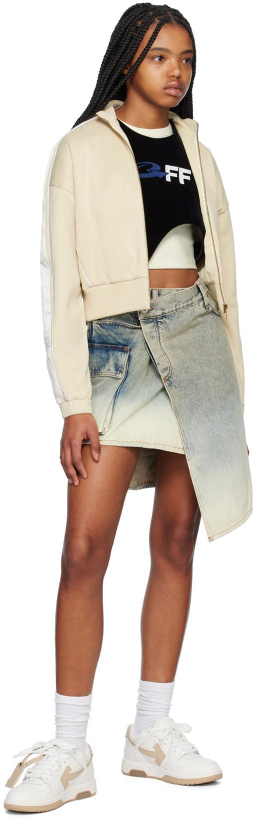 OFF-WHITE Asymmetric Denim Skirt In Verde