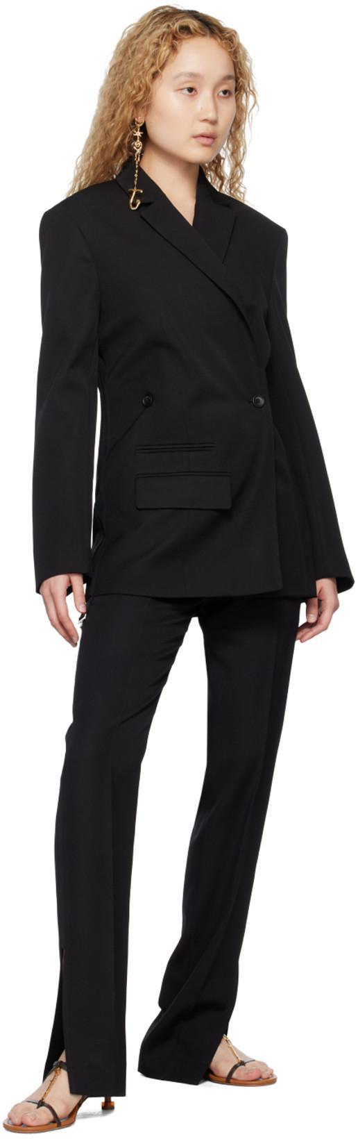 JACQUEMUS Tibau Asymmetric Double-breasted Grain De Poudre Wool Blazer In Black