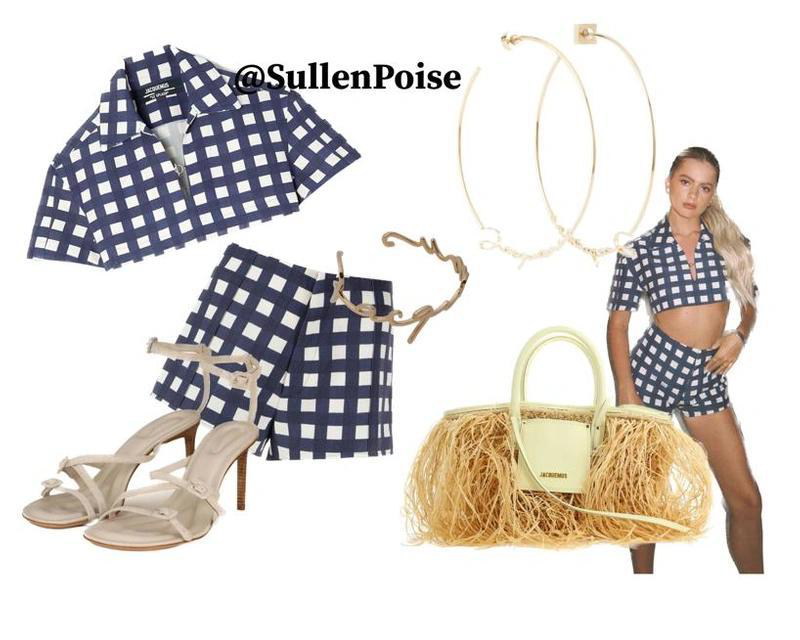 JACQUEMUS Check Pattern Cropped Shirt In Blue