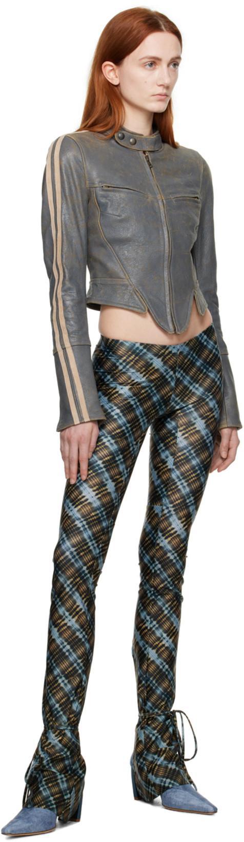 KNWLS High-waisted Check Trousers In Bleach Plaid