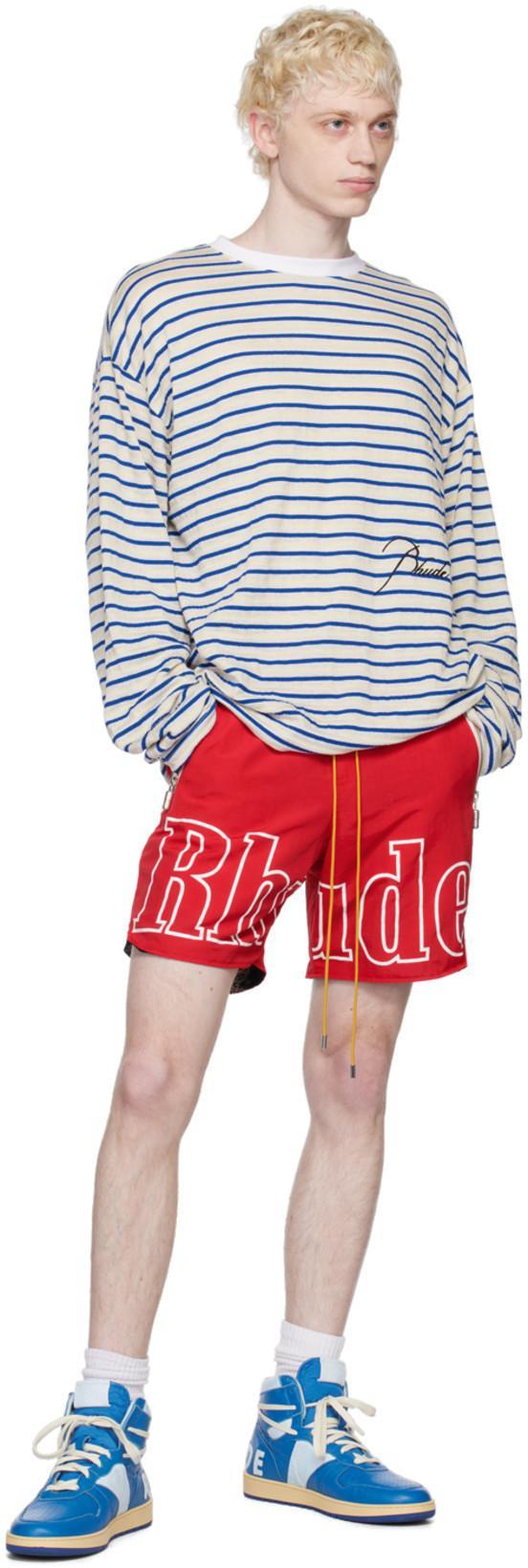 RHUDE Man Sneakers Blue Size 9 Leather