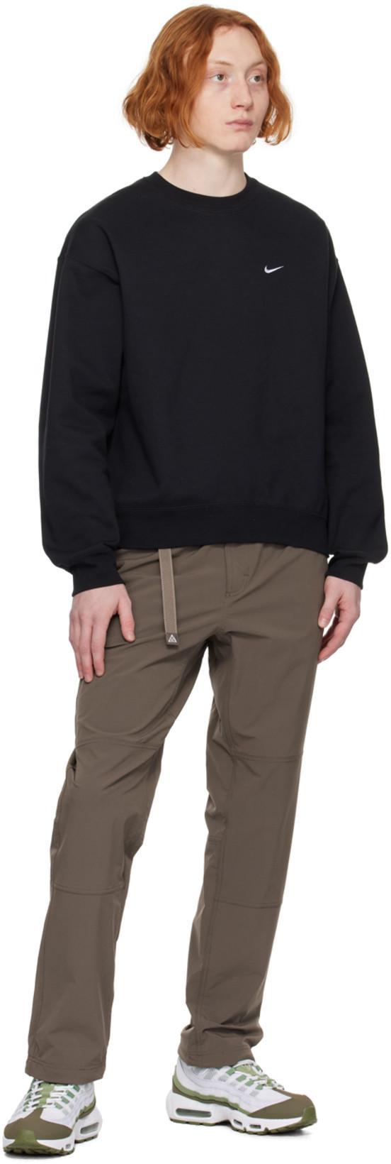 NIKE Solo Swoosh Oversized Logo-embroidered Cotton-blend Jersey Sweatshirt In Black