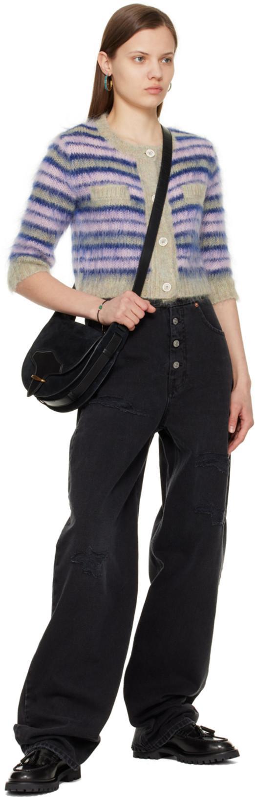 ISABEL MARANT Botsy Small Leather-trimmed Two-tone Suede Shoulder Bag In Black