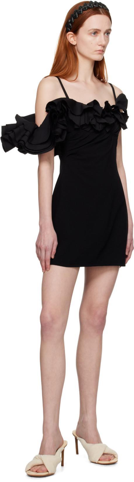 JACQUEMUS Ruffle Sleeve Detail Mini Dress In Black