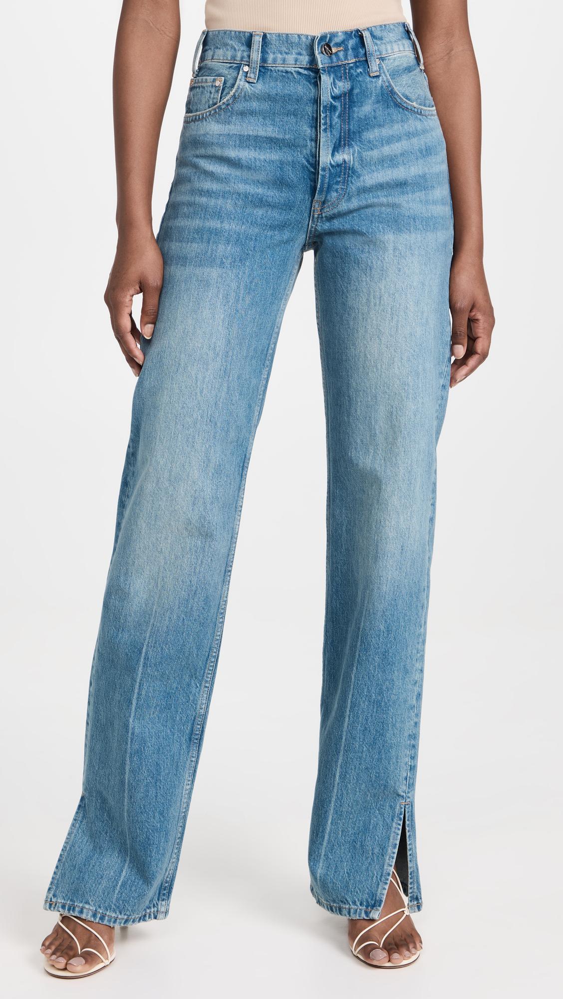 ANINE BING Roy Jeans Woman Blue In Cotton