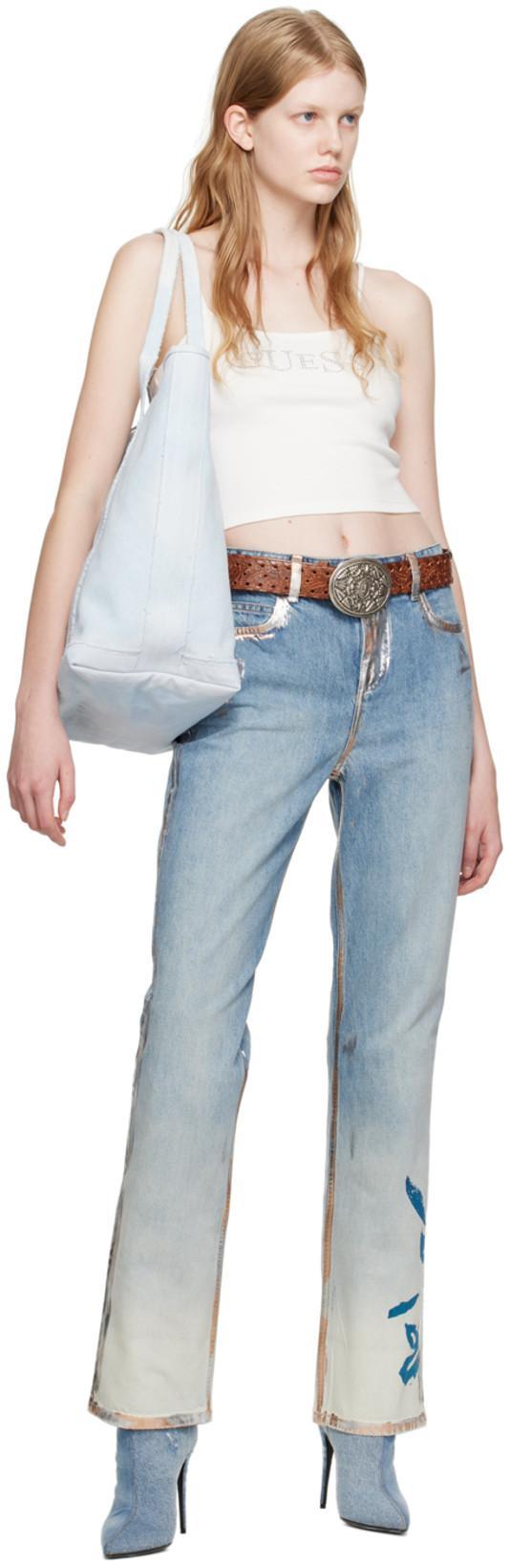 DOLCE & GABBANA Denim Patchwork Boots In Blue