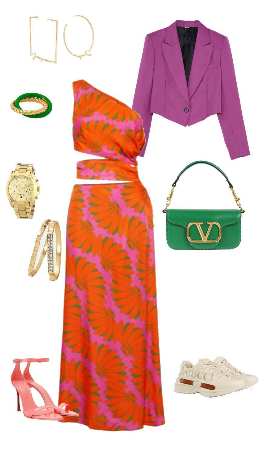 JACQUEMUS Asymmetric Signature Logo Earrings In Gold