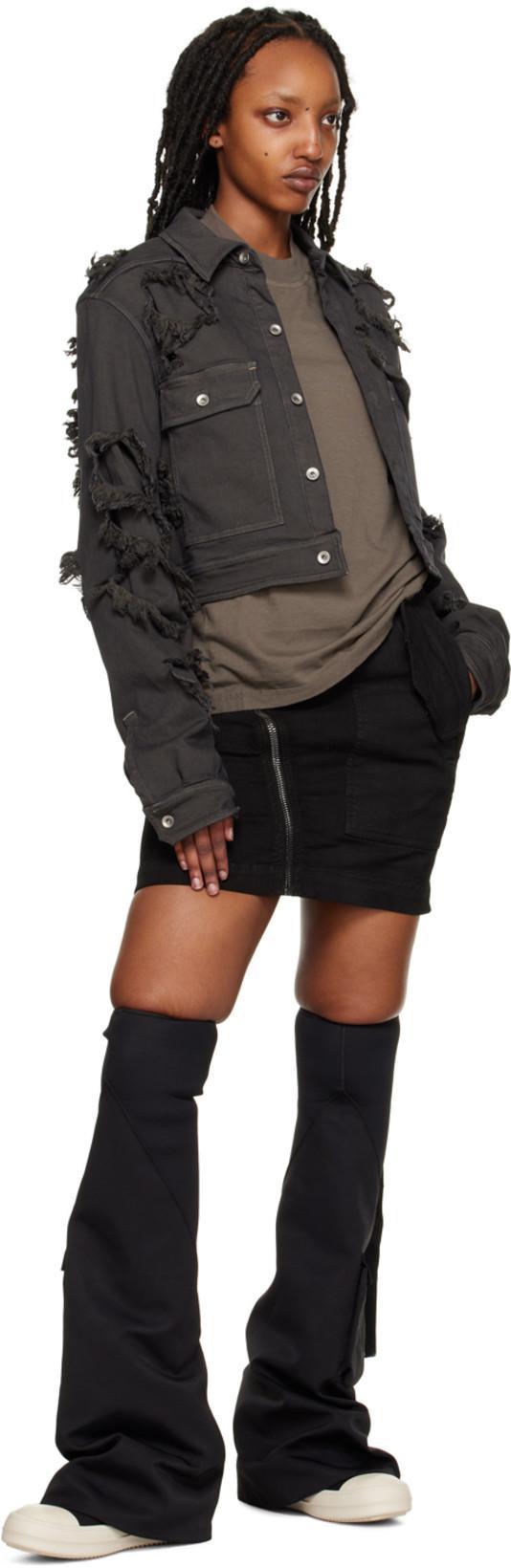 RICK OWENS DRKSHDW Gray Cropped Denim Jacket In 78 Drkdust