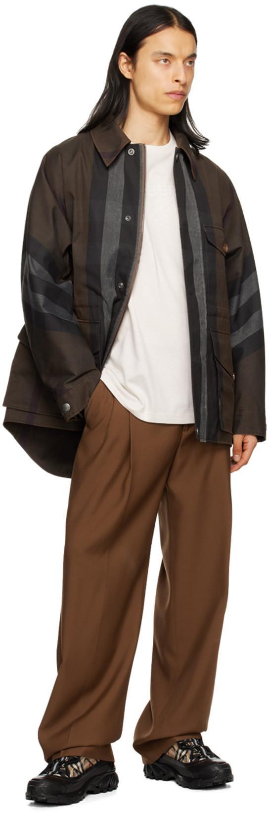 BURBERRY Washed Check Workwear Jacket In Dark Birch Brown
