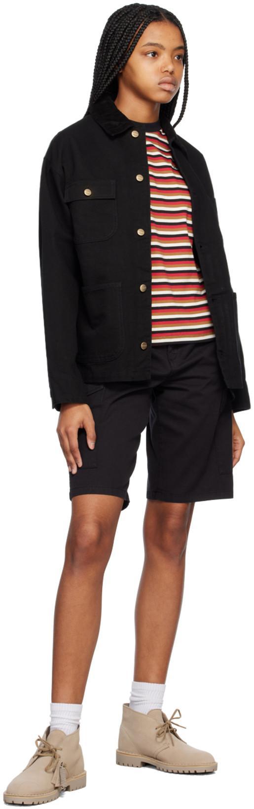 CARHARTT Structured Short Coat With Button-up Front And Flap Pockets In Black