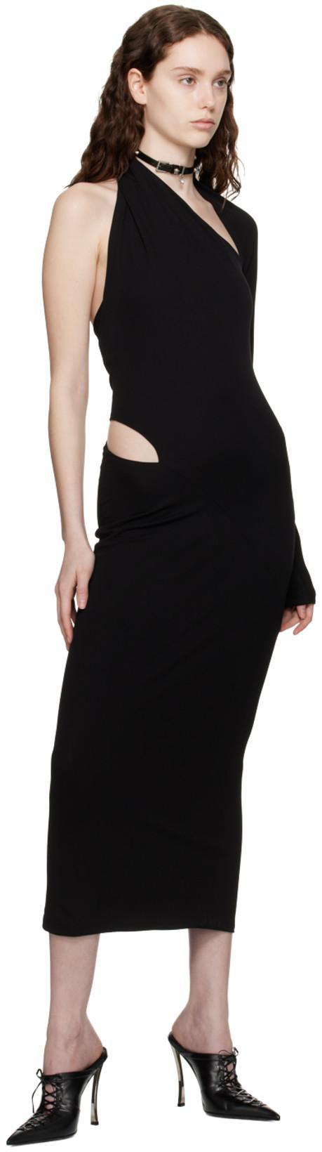VERSACE Jersey One Sleeve Midi Dress In Black