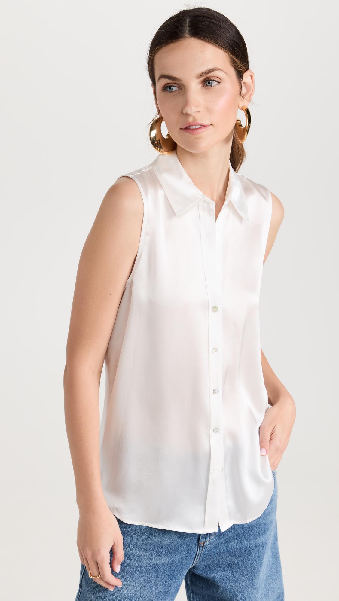 L'AGENCE Emmy Sleeveless Silk Blouse In Black