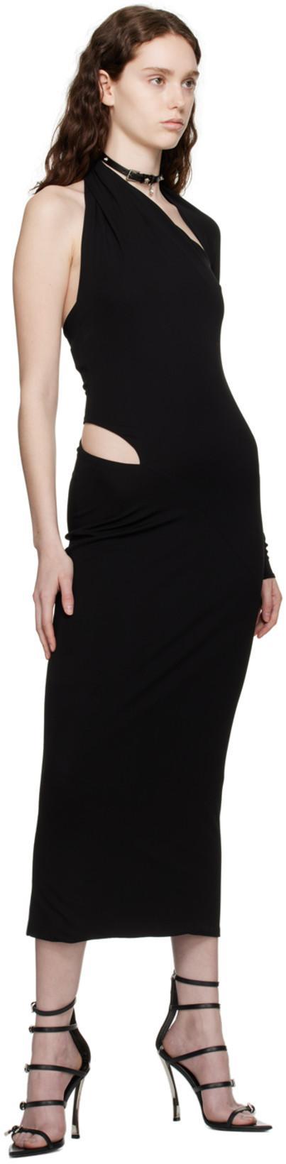 VERSACE Jersey One Sleeve Midi Dress In Black