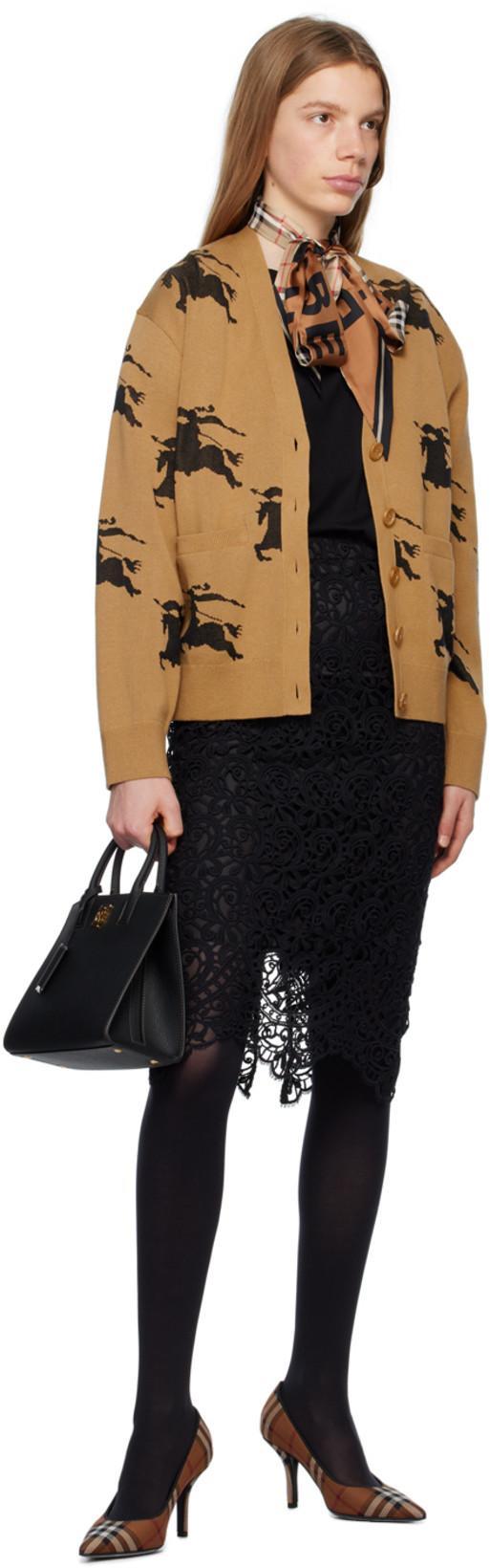 BURBERRY Macrame Lace Pencil Skirt In Black