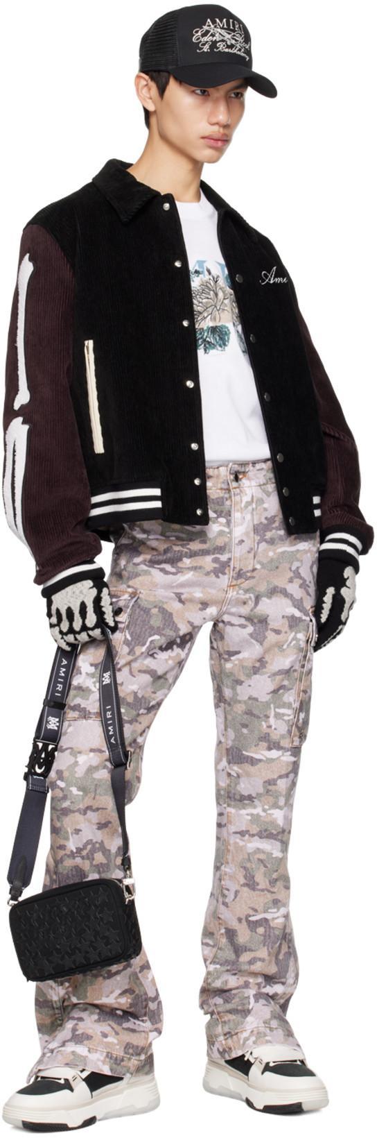 AMIRI Bones Wool Varsity Jacket In Black