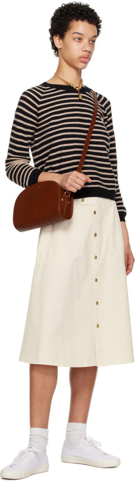 APC Demi-lune Leather Logo Crossbody With Adjustable Strap In Brown