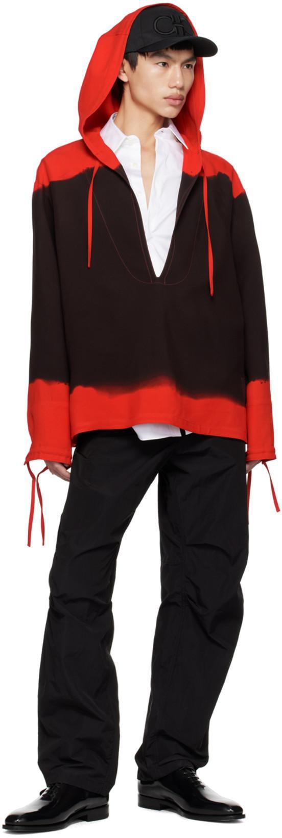 FERRAGAMO Red & Purple Drawstring Hoodie In Black Red