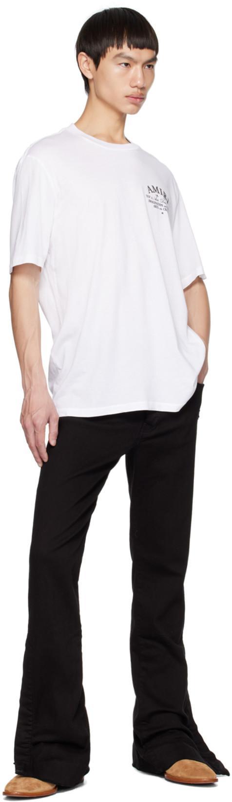 AMIRI White Crewneck T-shirt With Logo Print On The Front In Gray