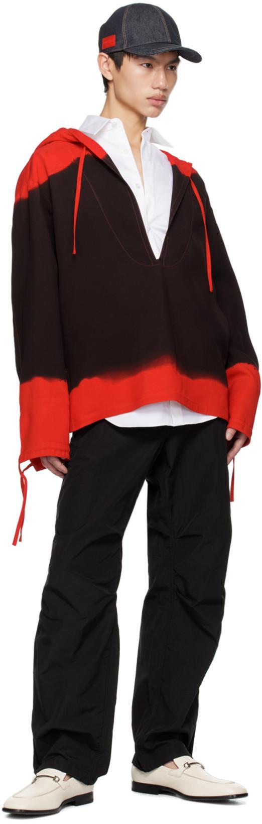 FERRAGAMO Red & Purple Drawstring Hoodie In Black Red