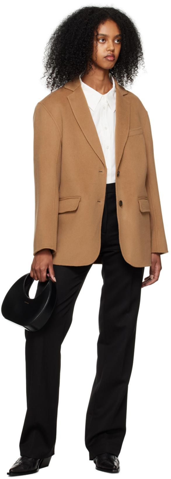 ANINE BING Oversized Wool-cashmere Blend Blazer In Brown