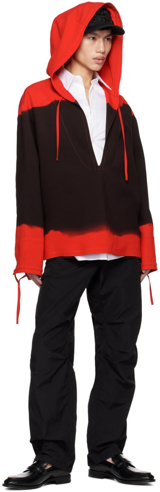 FERRAGAMO Red & Purple Drawstring Hoodie In Black Red